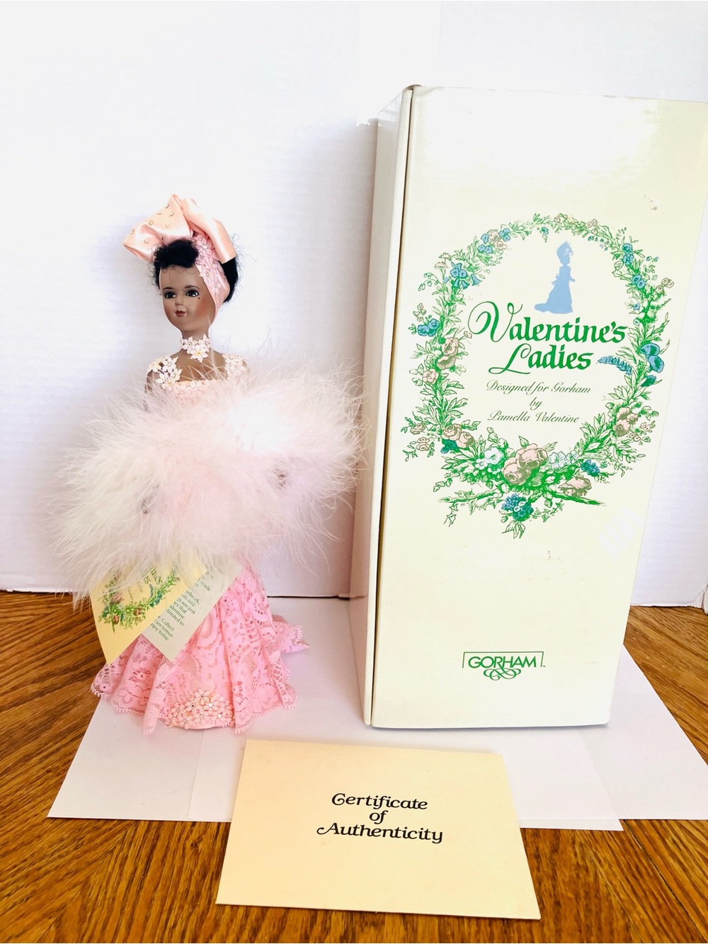 Gorham Valentine’s Ladies 1989 Rose Porcelain Doll Minor Wear Box 11in VL17